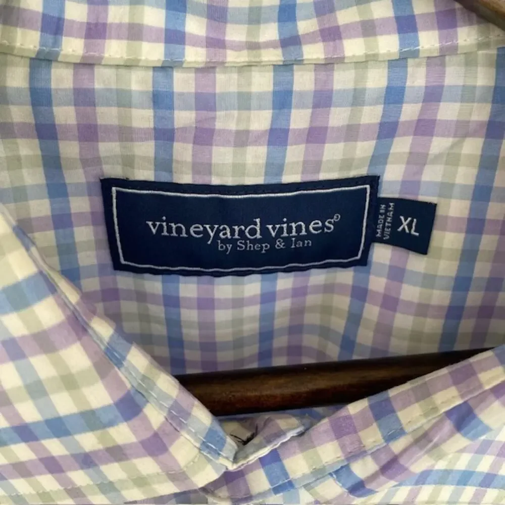 Vineyard Vines Blue, Lavender and White Check Button Up - XL - Picture 4 of 6